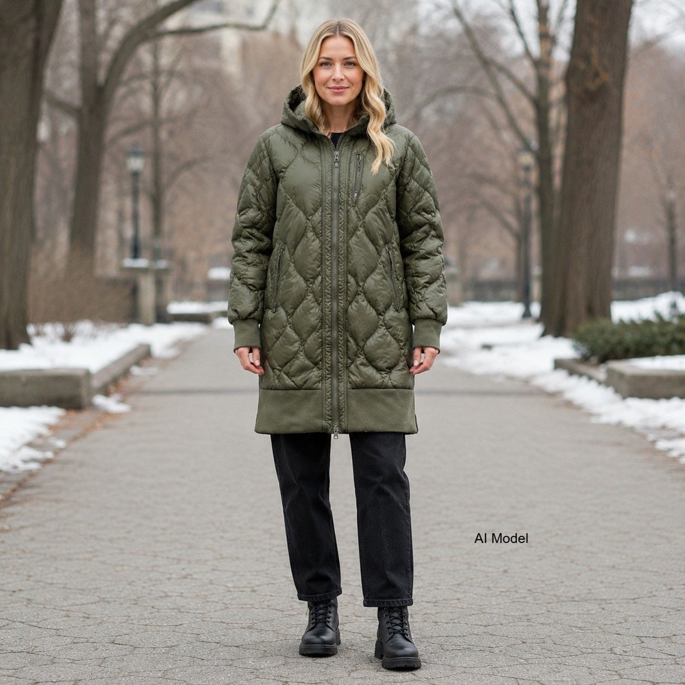 Mondetta Outdoor Project Puffer Coat Womens Large Quilted Down 650 Fill Green